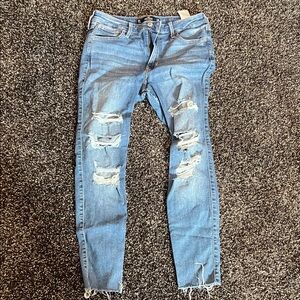 Hollister Women's Ripped Blue Skinny Jeans